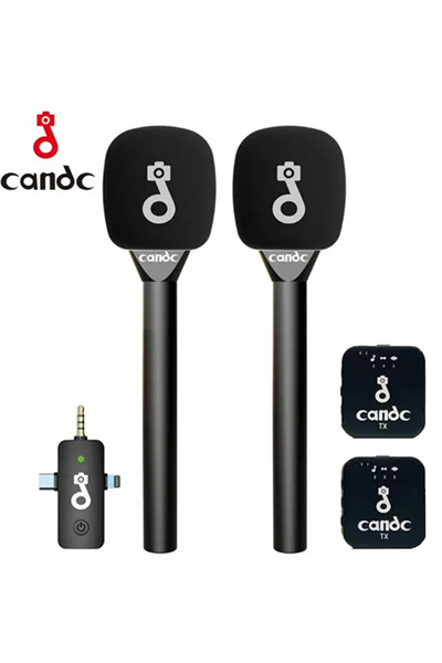 Çift Mikrofonlu Profosyonel Kablosuz Yüksek Kaliteli Ses Kaydı Röportaj Mikrofonu