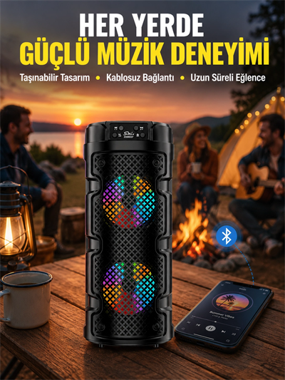 Çift Sürücülü Taşınabilir Kablosuz Hoparlör Yeni Nesil