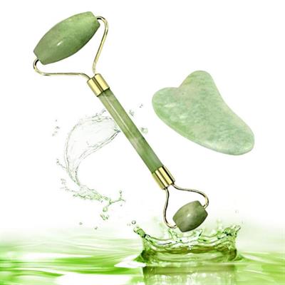 Çift Taraflı 2li Cilt Yüz Masaj Aleti Jade Roller Yeşim Taşı Seti (3936)