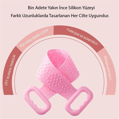 Çift Taraflı Banyo Hamam Lifi Silikon Masajlı Yumuşak Duş Lifi Uzun Ömürlü Hazır Banyo Kesesi Bx40