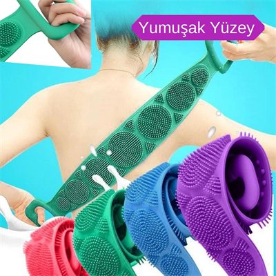 Çift Taraflı Banyo Hamam Lifi Silikon Masajlı Yumuşak Duş Lifi Uzun Ömürlü Hazır Banyo Kesesi Bx40