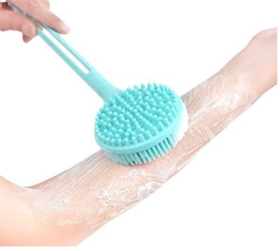 Çift Taraflı Silikon Uzun Saplı  Banyo Fırçası CM-331 (3936)
