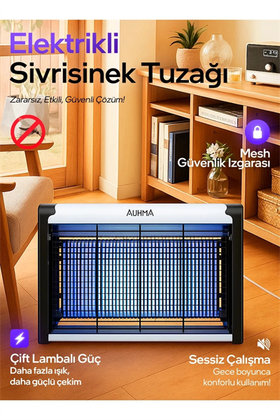 Çift ampullü elektrikli sineklik makinesi sivrisinek kovucu ve yakalama cihazı - Süpermarket