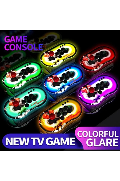 Çift kişilik retro joystickli beyaz oyun konsolu, 4K HD görüntü, oyun, bluetooth yok
