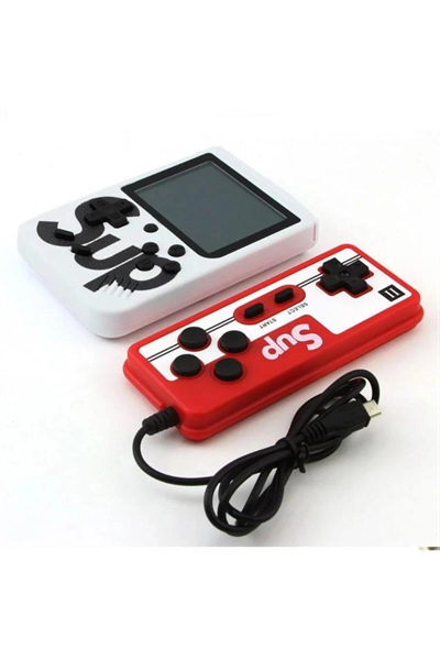 Çift kollu beyaz mini atari nostaljik oyunlu oyun konsolu bluetooth yok - Elektronik