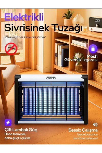 Çift lambalı ızgaralı makineli iç ve dış mekan uyumlu kokusuz sivrisinek öldürücü