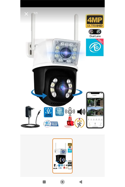 Çift lens gece renkli 3+3MP güvenlik erası adaptörlü 2 yıl garantili - Elektronik