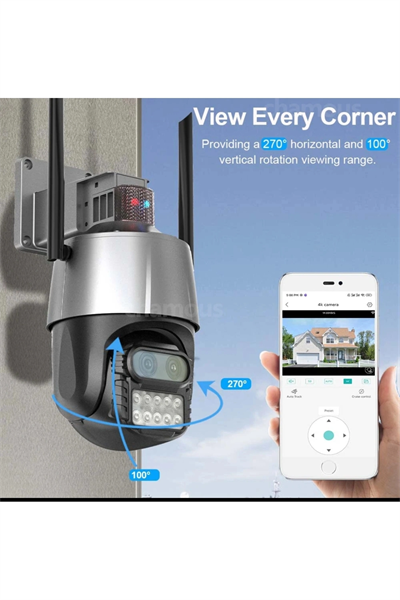 Çift lensli 8X zoom 4MP 4K Ultra HD hareketli gece görüşlü dış mekan WiFi IP kamera 2 yıl garantili
