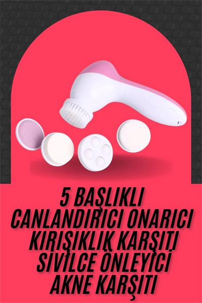 Cilt Temizleme ve Masaj Aleti 5 Başlıklı Akne ve Sivilce Önleyici