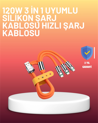 Çinko Alaşımlı Uçlu 120 W Şarj Kablosu – Dolaşmaya Dayanıklı 1,2 m USB Kablo