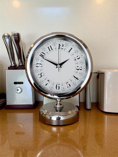 Classic Series Silver 25 x 20 Cm Metal Krom Masa Saati