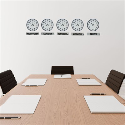 Classic White 36 Cm 5 li Tabelalı Dünya Saatleri