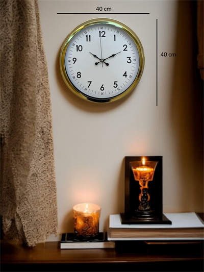 Classic White Gold 40 Cm Metal Duvar Saati