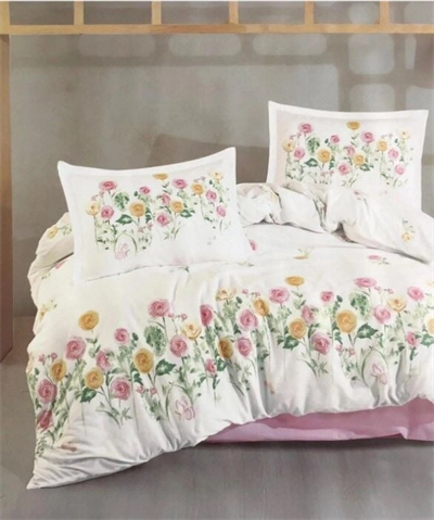 Clasy Ranforce Nevresim Takımı Çift Kişilik Roselin V1 Pembe