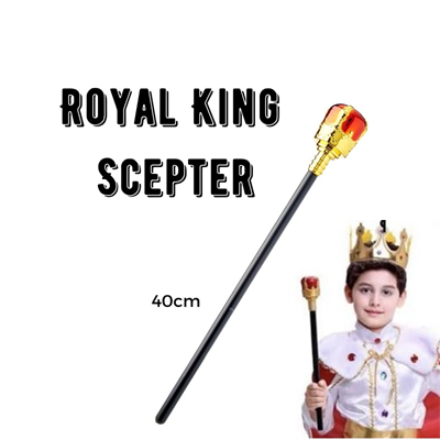 Çocuk Boy Altın Renk Kral Tacı Ve Kırmızı Topuzlu Kral Asası Bx40