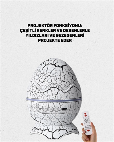 Çocuk Odası İçin Galaxy Projektör + Beyaz Gürültü + Uzaktan Kumandalı