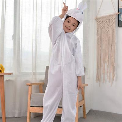 Çocuk Tavşan Kostümü Beyaz Renk 4-5 Yaş 100 cm (3936)