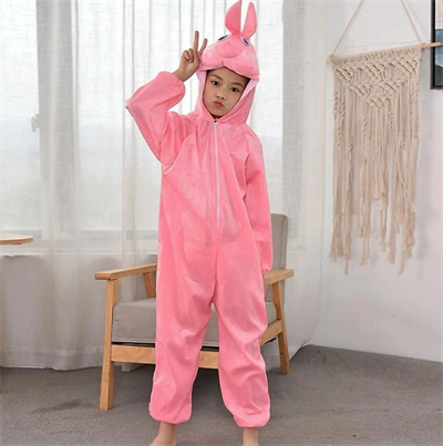 Çocuk Tavşan Kostümü Pembe Renk 4-5 Yaş 100 Cm Bx40