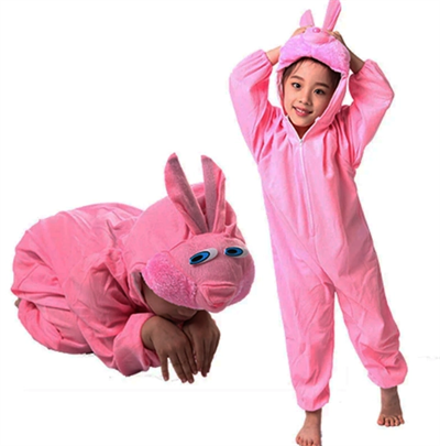 Çocuk Tavşan Kostümü Pembe Renk 6-7 Yaş 120 Cm