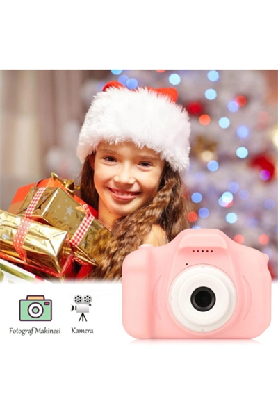 Çocuk dijital fotoğraf makinesi 1080p video SD kart destekli 10-15 MP pembe - SD Bellek Kartı Tipi