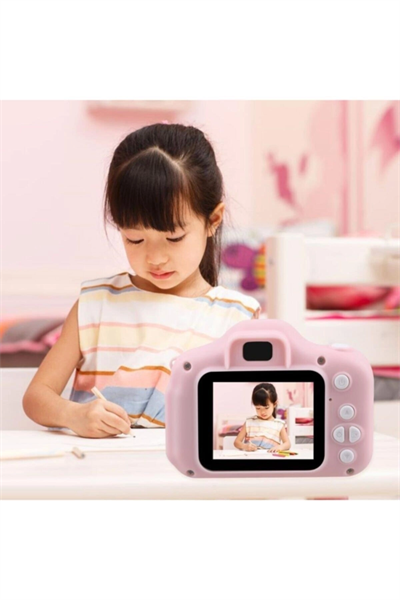 Çocuk dijital fotoğraf makinesi 1080p video SD kart destekli 10-15 MP pembe - SD Bellek Kartı Tipi