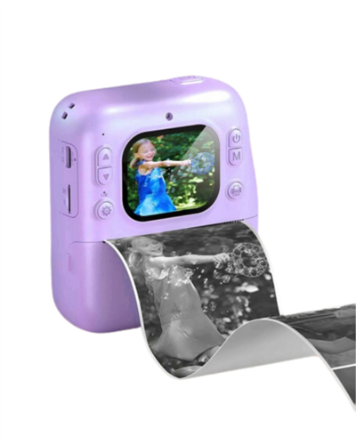 Çocuklar İçin Anında Baskılı Kamera HD Ekran 4 Rulo Kağıt 5 Kalem Set Hediyeli