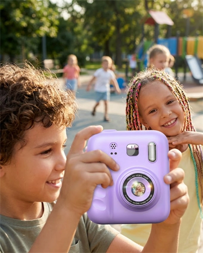 Çocuklar İçin Anında Baskılı Kamera HD Ekran 4 Rulo Kağıt 5 Kalem Set Hediyeli