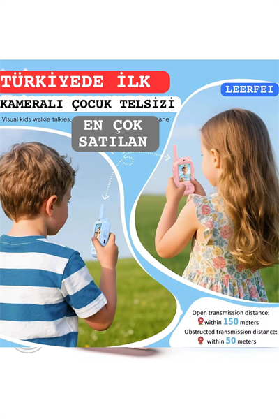 Çocuklar Için Görüntülü Telsiz Konuşma Özellıklı El Telsizi Şarj Edılebılır 50 Mt Menzil Wifi Gerektirmez