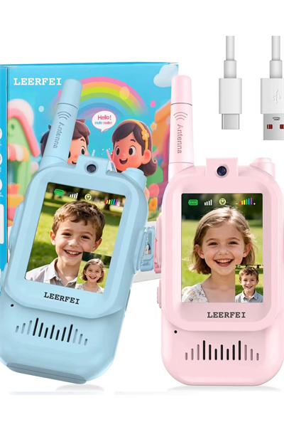 Çocuklar Için Görüntülü Telsiz Konuşma Özellıklı El Telsizi Şarj Edılebılır 50 Mt Menzil Wifi Gerektirmez
