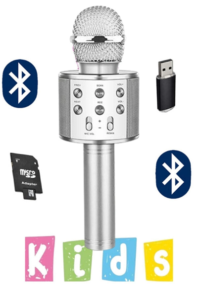 Çocuklar için ses değiştirme efektli dahili hoparlörlü karaoke mikrofon usb tf kart destekli