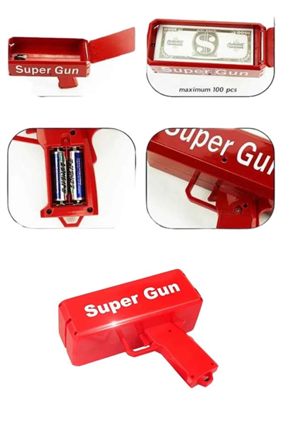 Çocuklara Özel Eğlenceli Para Saçma Makinası Parti Oyuncağı Kırmızı