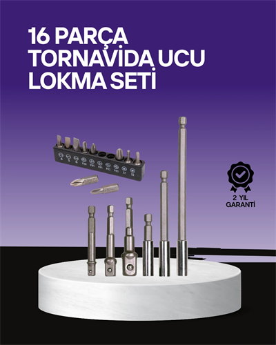 Çok Amaçlı 16lı Bits Uç Seti Dayanıklı Tornavida Adaptör