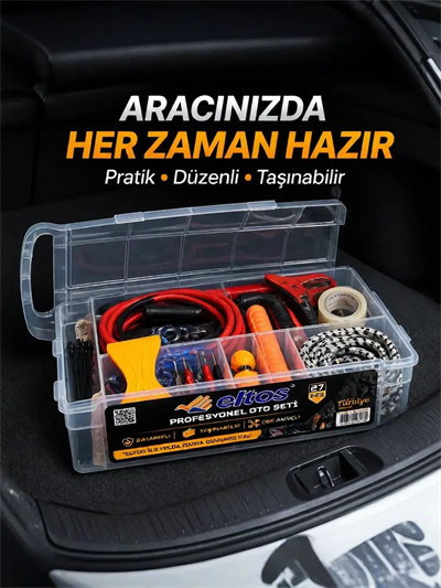 Çok Amaçlı 27 Parça Araç Acil Durum Ekipman Seti Düzenli Taşıma Kutulu