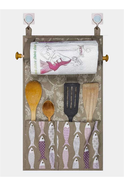 Çok Amaçlı Ahşap Kulplu Mutfak Peçete Askılığı ve Kaşıklık