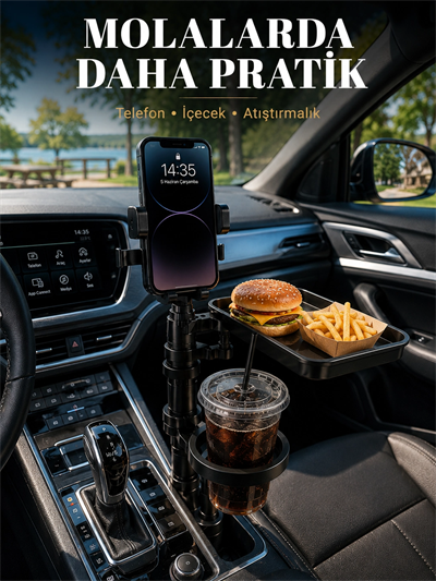 Çok Amaçlı Araç Organizeri Telefon Tutucu ve Bardaklık Aparatı