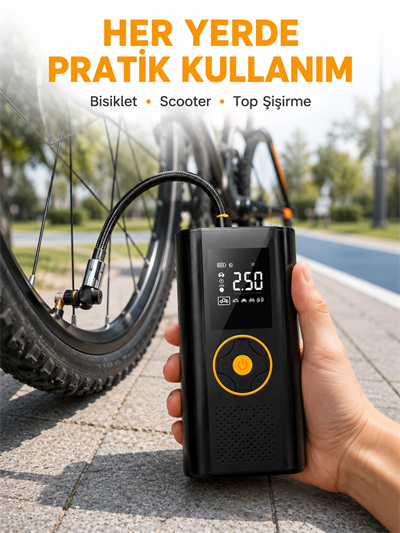 Çok Amaçlı Dijital Lastik Pompası Araç Bisiklet Top Uyumlu Yeni Nesil