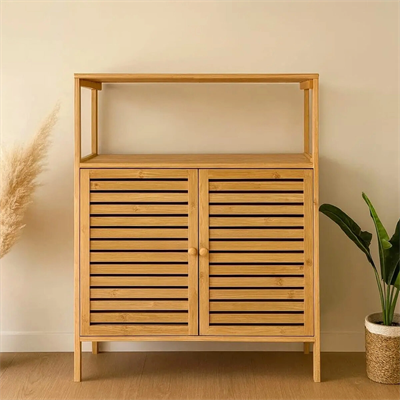Çok Amaçlı Dolap Ahşap Bambu Organizer Raflı 66x33x85cm Bx40