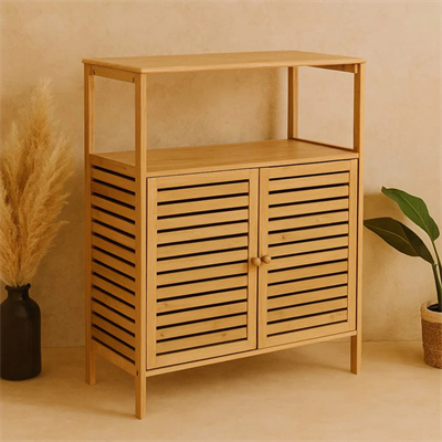 Çok Amaçlı Dolap Ahşap Bambu Organizer Raflı 66x33x85cm Bx40