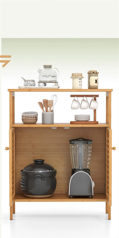 Çok Amaçlı Dolap Ahşap Bambu Organizer Raflı 66x33x85cm Bx40