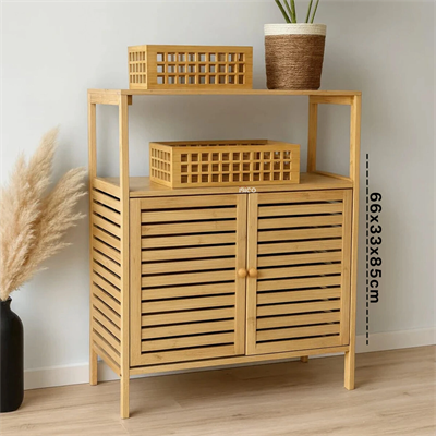 Çok Amaçlı Dolap Ahşap Bambu Organizer Raflı 66x33x85cm Bx40