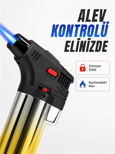 Çok Amaçlı Jet Alev Çakmak Kamp Mutfak ve Puro Kullanımına Uygun