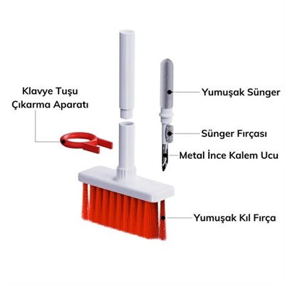 Çok Amaçlı Kırmızı Hassas Fırça Başlıklı  Bilgisayar Laptop Temizleme Fırçası Bx40