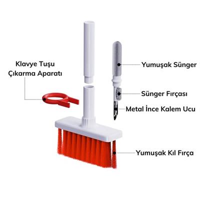 Çok Amaçlı Kırmızı Hassas Fırça Başlıklı  Bilgisayar Laptop Temizleme Fırçası (3936)
