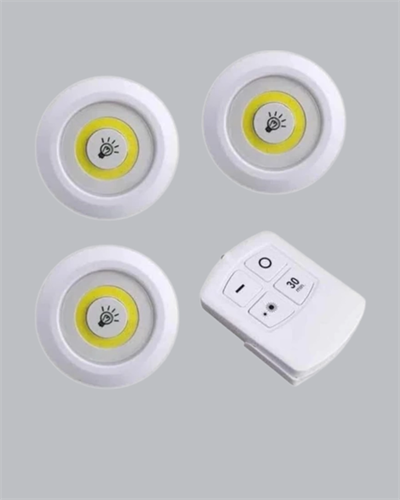 Çok Amaçlı Kullanım İçin Kablosuz Yapışkanlı 3 Lü Uzaktan Kumandalı Led Spot Lamba
