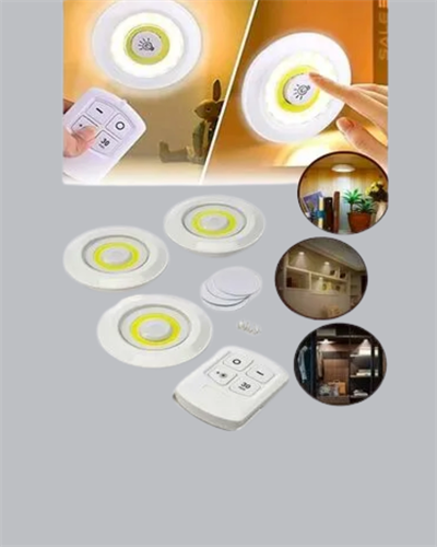 Çok Amaçlı Kullanım İçin Kablosuz Yapışkanlı 3 Lü Uzaktan Kumandalı Led Spot Lamba