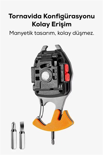 Çok Amaçlı LED Işıklı Anahtarlık – Çakmak, Tornavida, Şişe Açacağı, Type-C Şarjlı, Manyetik Özellikli Çok Fonksiyonlu Araç Gereci