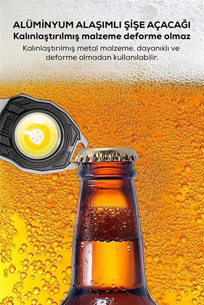 Çok Amaçlı LED Işıklı Anahtarlık – Çakmak, Tornavida, Şişe Açacağı, Type-C Şarjlı, Manyetik Özellikli Çok Fonksiyonlu Araç Gereci