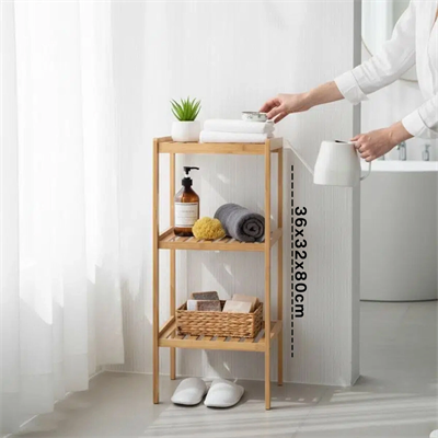 Çok Amaçlı Raf - Organizer 3 Katlı Ahşap - Bambu 36x32x80cm Bx40