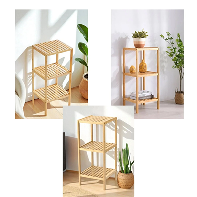 Çok Amaçlı Raf - Organizer 3 Katlı Ahşap - Bambu 36x32x80cm Bx40