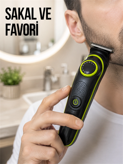 Çok Başlıklı Erkek Tıraş Makinesi Sakal Favori Burun Kulak ve Vücut Bakım Seti